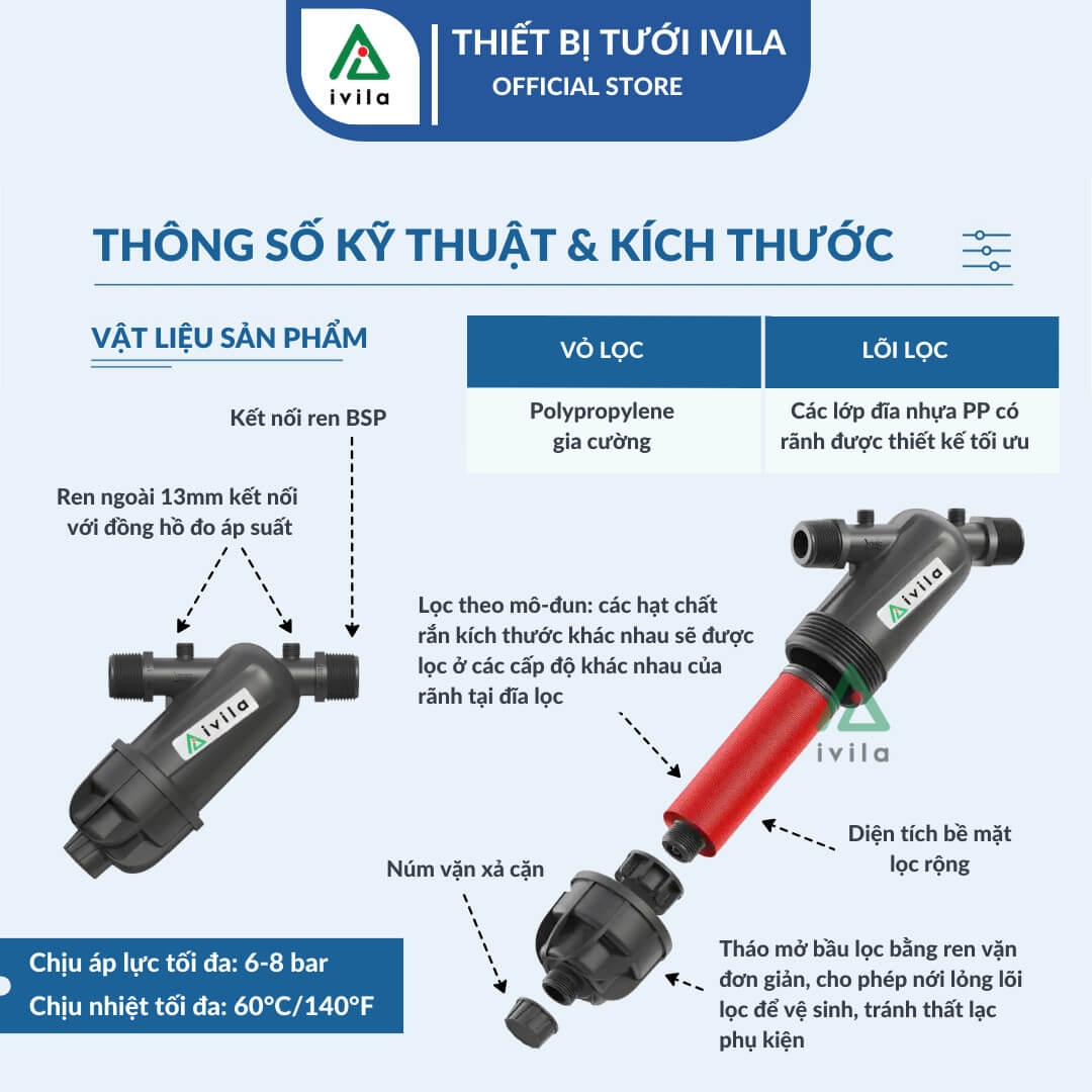 Lọc đĩa chữ Y. Bộ lọc đĩa chữ Y IVILA phi 60mm Super l