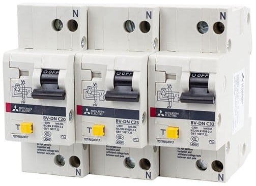 RCBO Mitsubishi Aptomat chống giật kết hợp bảo vệ quá tải dạng tép