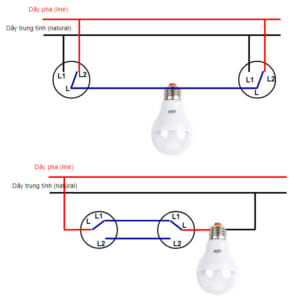 Mạch điện cầu thang 1 bóng đèn